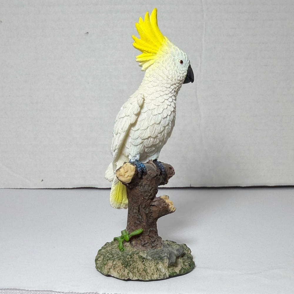 Charming Cockatoo Bird Figurine with Yellow Crest
